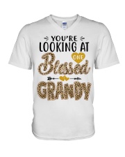 One Blessed Grandy - Leo V-Neck T-Shirt tile