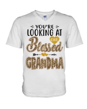 One Blessed Grandma - Leo V-Neck T-Shirt tile