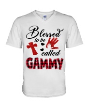 Blessed To Be Called Gammy - Red V-Neck T-Shirt tile