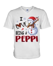 I Love Being A Peppi - Xmas V-Neck T-Shirt tile