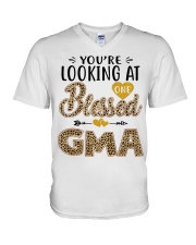 One Blessed Gma - Leo V-Neck T-Shirt tile