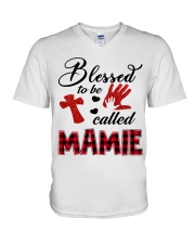 Blessed To Be Called Mamie - Red V-Neck T-Shirt tile