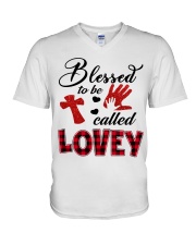 Blessed To Be Called Lovey - Red V-Neck T-Shirt tile