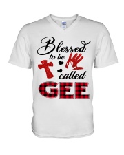 Blessed To Be Called Gee - Red V-Neck T-Shirt tile