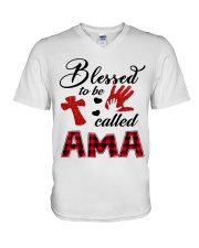 Blessed To Be Called Ama - Red V-Neck T-Shirt tile