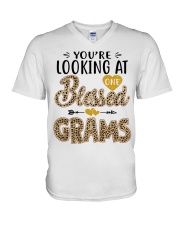 One Blessed Grams - Leo V-Neck T-Shirt tile