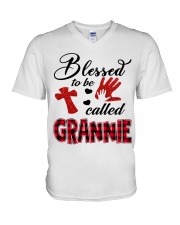Blessed To Be Called Grannie - Red V-Neck T-Shirt tile