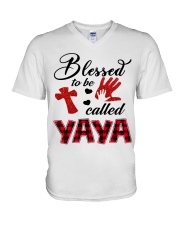 Blessed To Be Called Yaya - Red V-Neck T-Shirt tile