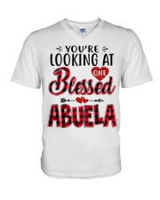 One Blessed Abuela - Red V-Neck T-Shirt tile