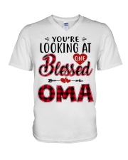 One Blessed Oma - Red V-Neck T-Shirt tile