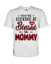 One Blessed Mommy - Red V-Neck T-Shirt tile