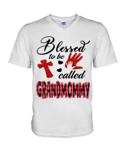 Blessed To Be Called Grandmommy - Red V-Neck T-Shirt tile