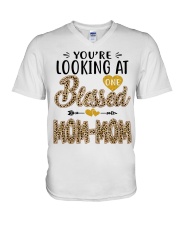 One Blessed Mom-Mom - Leo V-Neck T-Shirt tile