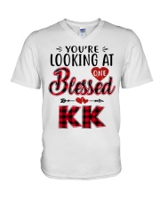 One Blessed Kk - Red V-Neck T-Shirt tile