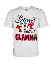 Blessed To Be Called Glamma - Red V-Neck T-Shirt tile