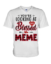 One Blessed Meme - Red V-Neck T-Shirt tile