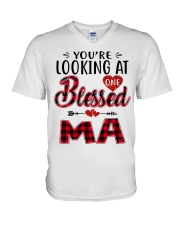 One Blessed Ma - Red V-Neck T-Shirt tile