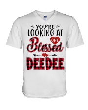 One Blessed Deedee - Red V-Neck T-Shirt tile