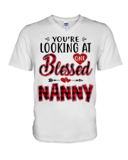 One Blessed Nanny - Red V-Neck T-Shirt tile