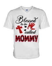 Blessed To Be Called Mommy - Red V-Neck T-Shirt tile