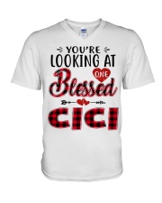 One Blessed Cici - Red V-Neck T-Shirt tile