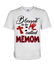 Blessed To Be Called Memom - Red V-Neck T-Shirt tile