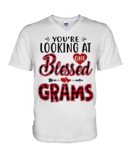 One Blessed Grams - Red V-Neck T-Shirt tile