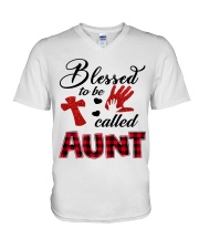 Blessed To Be Called Aunt - Red V-Neck T-Shirt tile