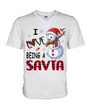 I Love Being A Savta - Xmas V-Neck T-Shirt tile