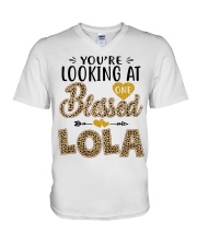 One Blessed Lola - Leo V-Neck T-Shirt tile