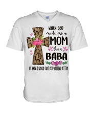 Mom Then A Baba - Cross 2 V-Neck T-Shirt tile