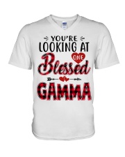 One Blessed Gamma - Red V-Neck T-Shirt tile