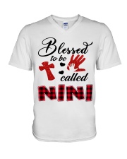 Blessed To Be Called Nini - Red V-Neck T-Shirt tile