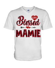 Blessed Mamie - Red V-Neck T-Shirt tile