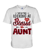 One Blessed Aunt - Red V-Neck T-Shirt tile