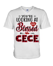 One Blessed Cece - Red V-Neck T-Shirt tile