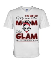 Mom And Glam - Red 2022 .Png V-Neck T-Shirt tile