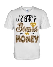 One Blessed Honey - Leo V-Neck T-Shirt tile