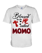 Blessed To Be Called Momo - Red V-Neck T-Shirt tile