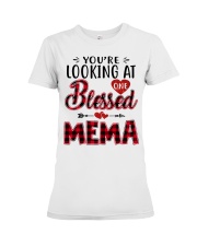 One Blessed Mema - Red Premium Fit Ladies Tee tile