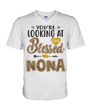 One Blessed Nona - Leo V-Neck T-Shirt tile