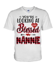 One Blessed Nannie - Red V-Neck T-Shirt tile
