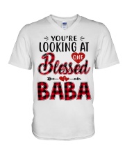 One Blessed Baba - Red V-Neck T-Shirt tile
