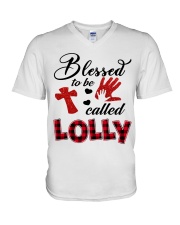 Blessed To Be Called Lolly - Red V-Neck T-Shirt tile