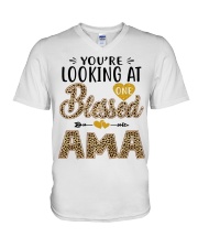 One Blessed Ama - Leo V-Neck T-Shirt tile