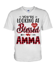 One Blessed Amma - Red V-Neck T-Shirt tile
