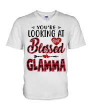 One Blessed Glamma - Red V-Neck T-Shirt tile