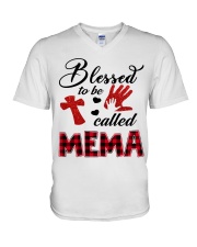 Blessed To Be Called Mema - Red V-Neck T-Shirt tile