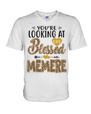 One Blessed Memere - Leo V-Neck T-Shirt tile