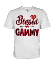 Blessed Gammy - Red V-Neck T-Shirt tile